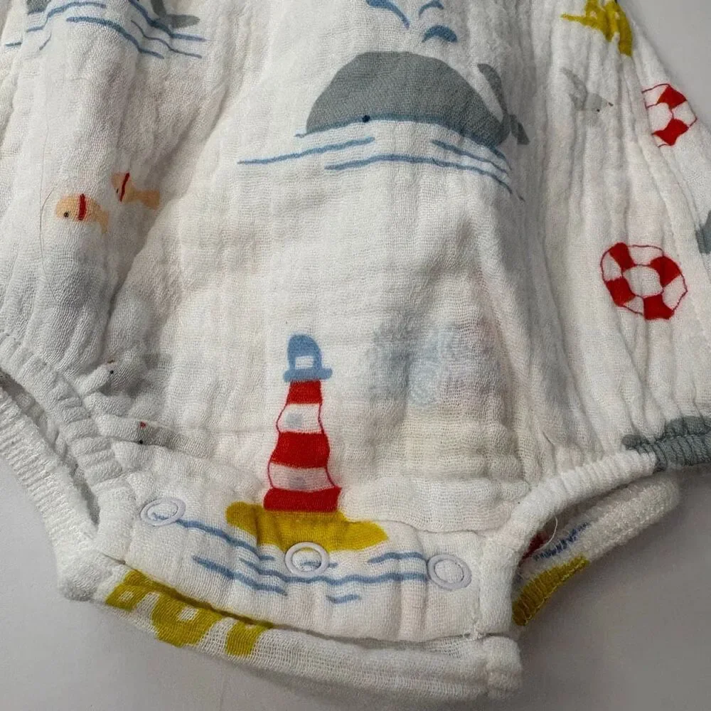 Angel Dear Baby Unisex Take Me To The Sea Retro Sunsuit Whale Lighthouse 3-6M